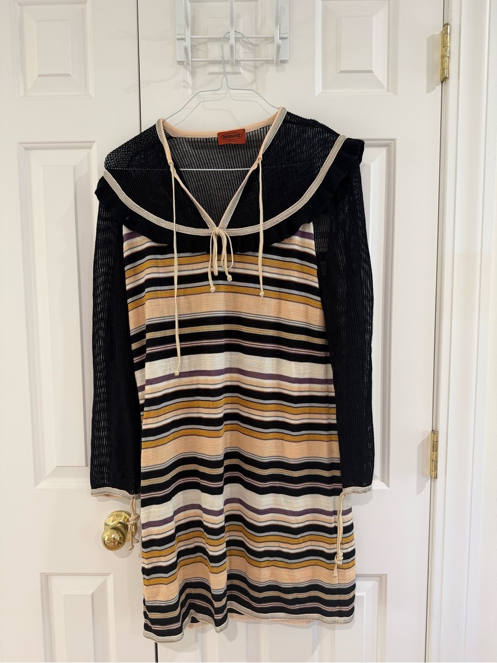 Missoni Striped Knit Sailor Collar Dress in Black/Cream - Size 46. (US 10) - Picture 2 of 6